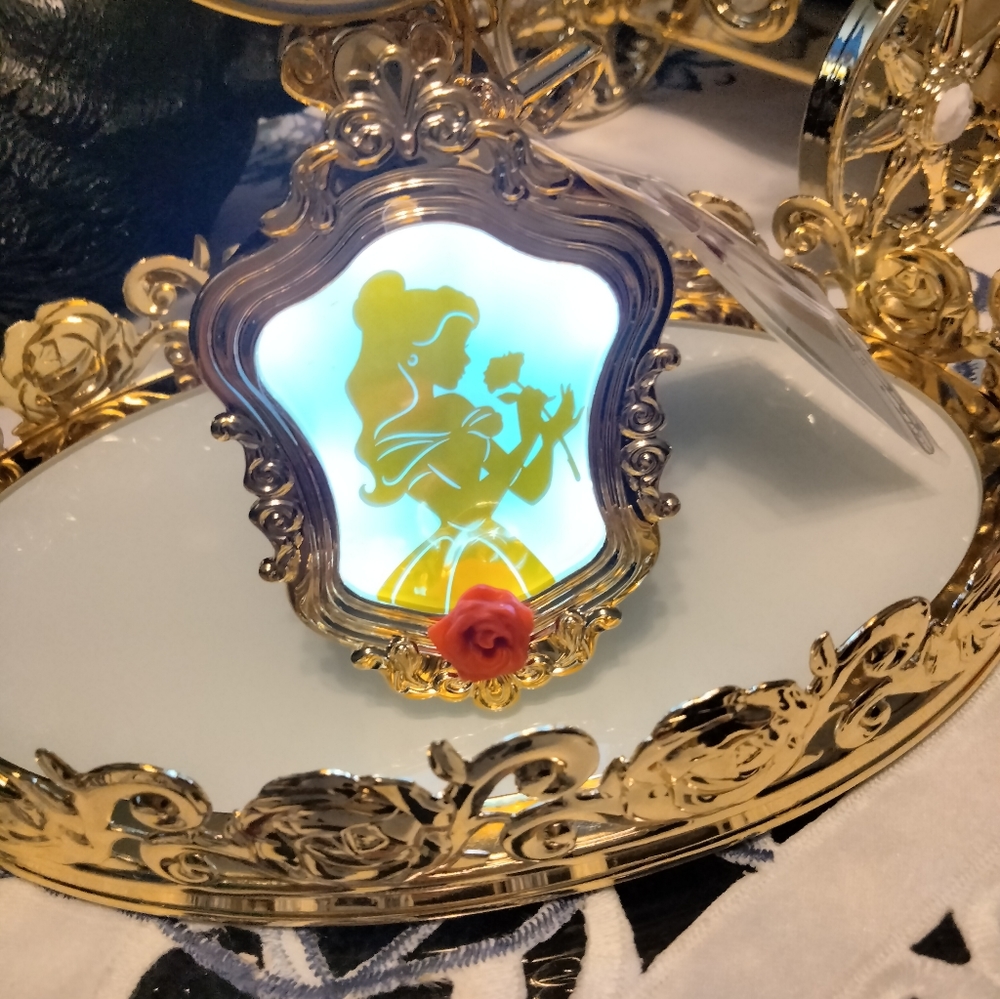 Gold Decorative Mirror with Rose Accent Belle Disney collection bath and body wo